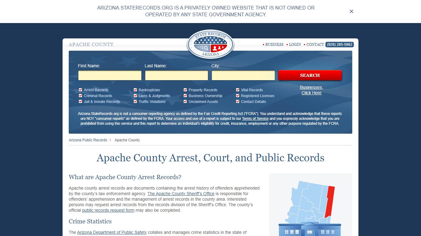 Apache County Arrest, Court, and Public Records